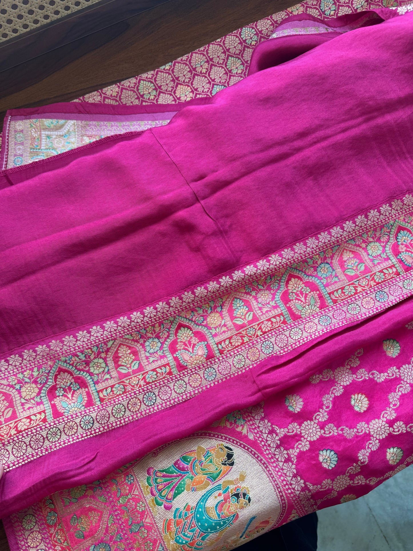 Luxe Pashmina Style Semi Silk Saree - Pink