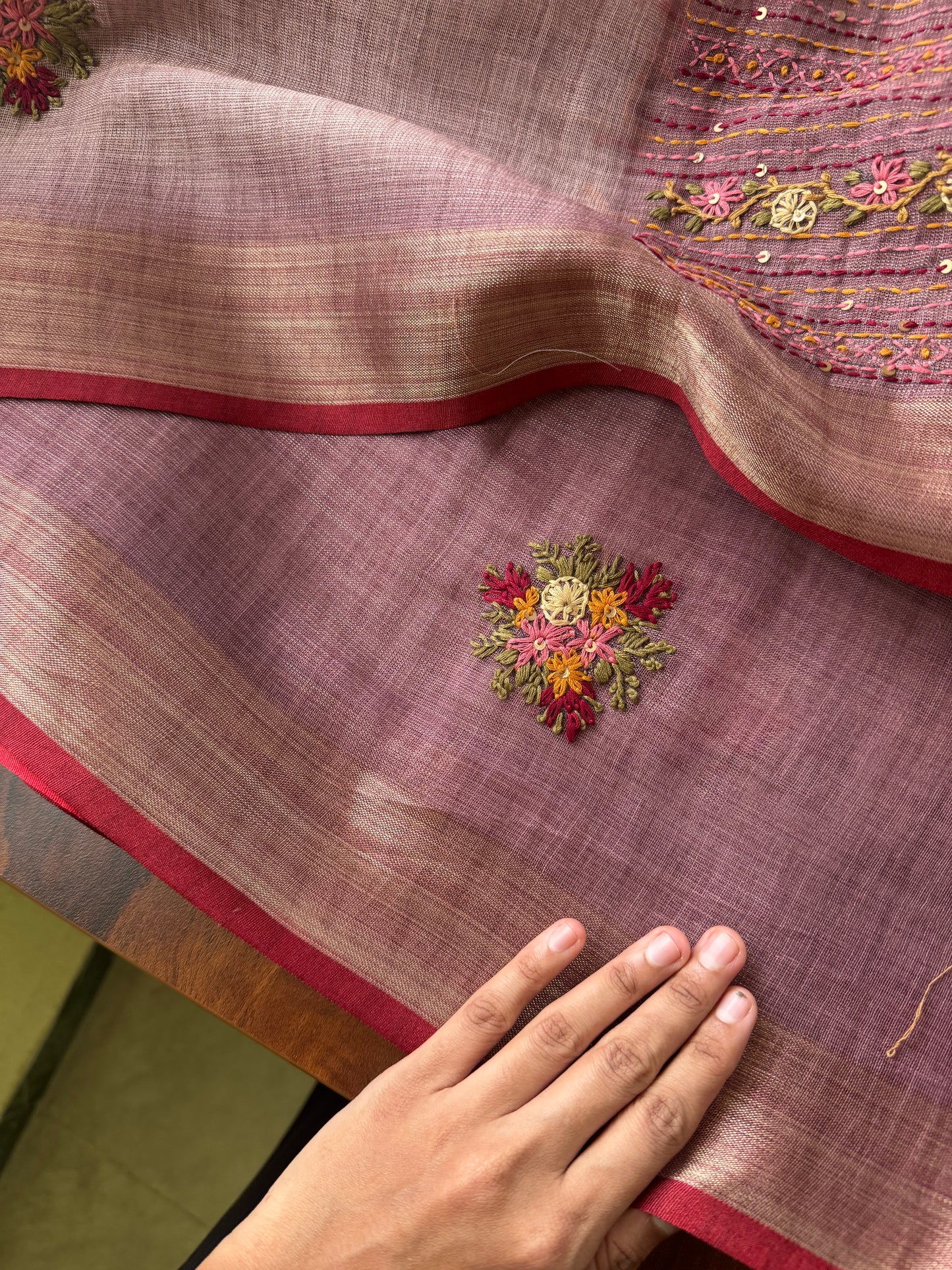 Premium Tissue Linen Sarees - Lavender