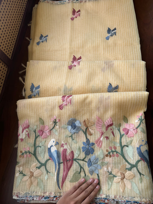 Embroidered Soft Kota Saree - Butter Yellow