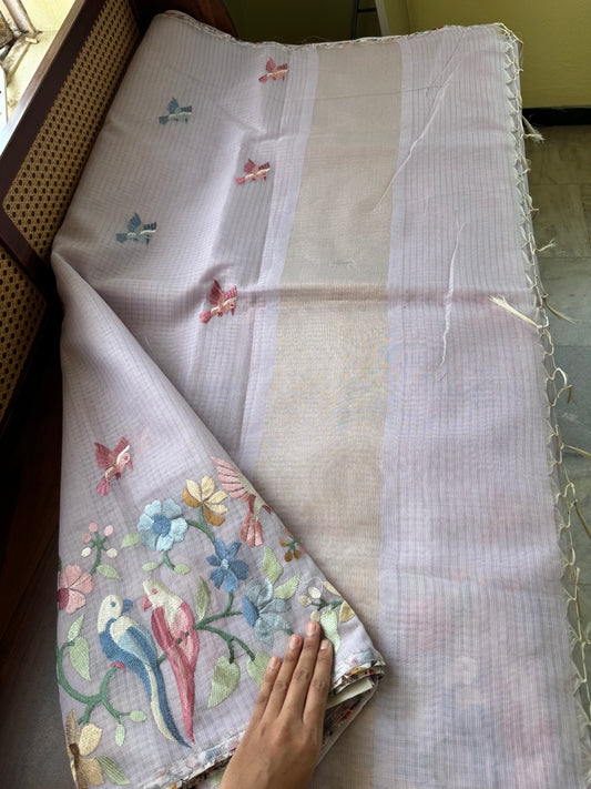 Embroidered Soft Kota Saree - Lavender