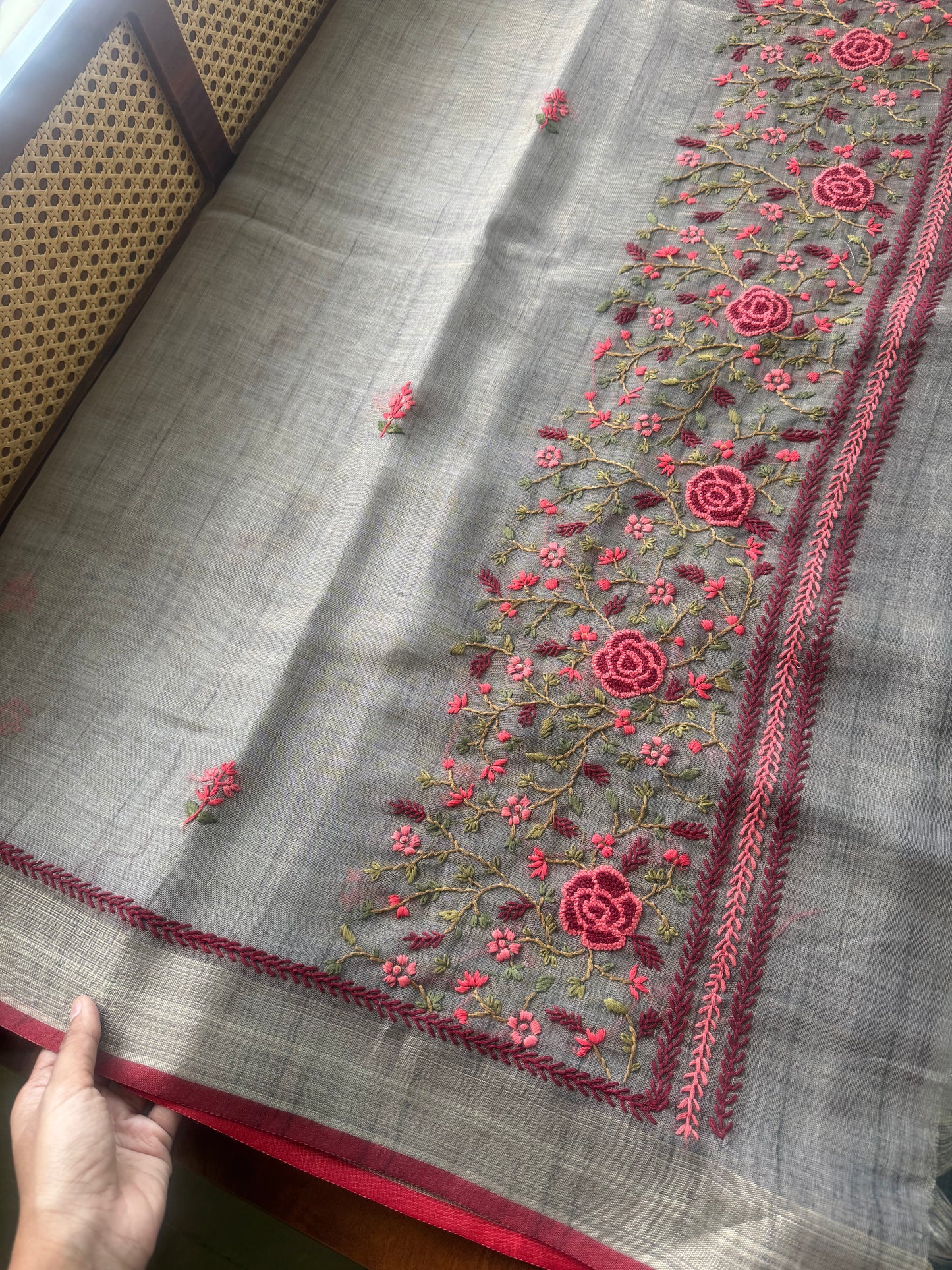 Premium Tissue Linen Sarees - Grey