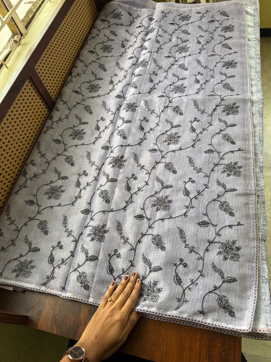 Embroidered Silky Kota Saree - Lavender