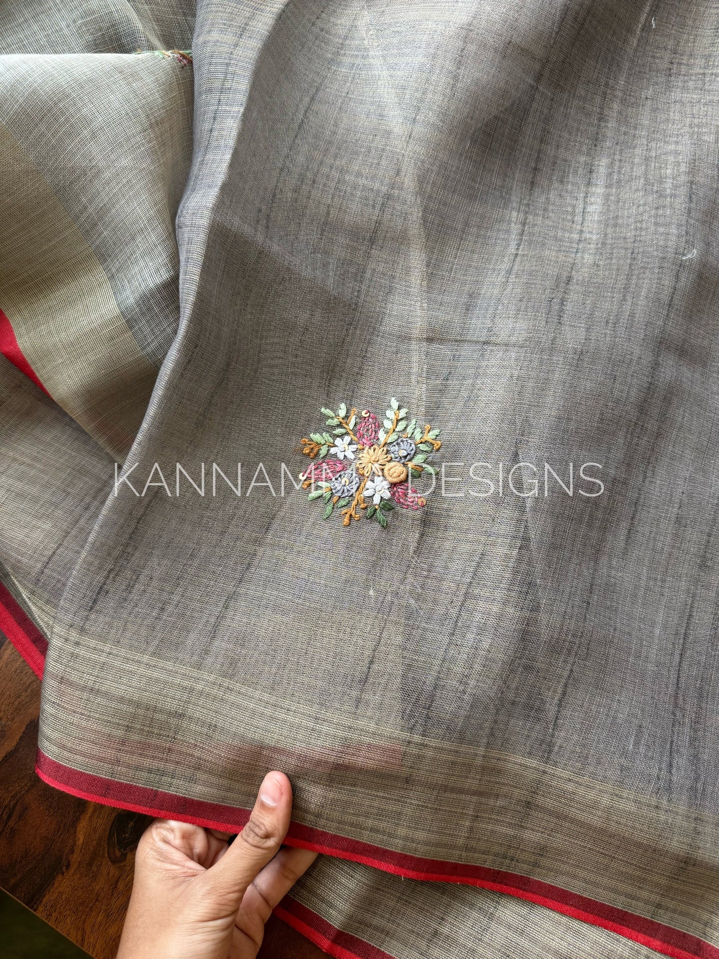 Premium Tissue Linen Sarees -Grey