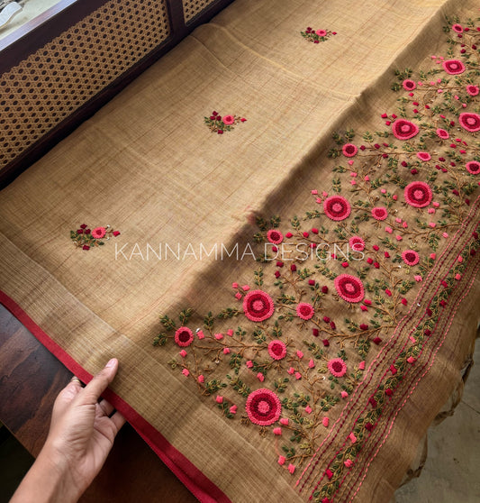 Premium Tissue Linen Sarees - Mustard Yellow