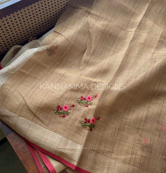 Premium Tissue Linen Sarees - Mustard Yellow