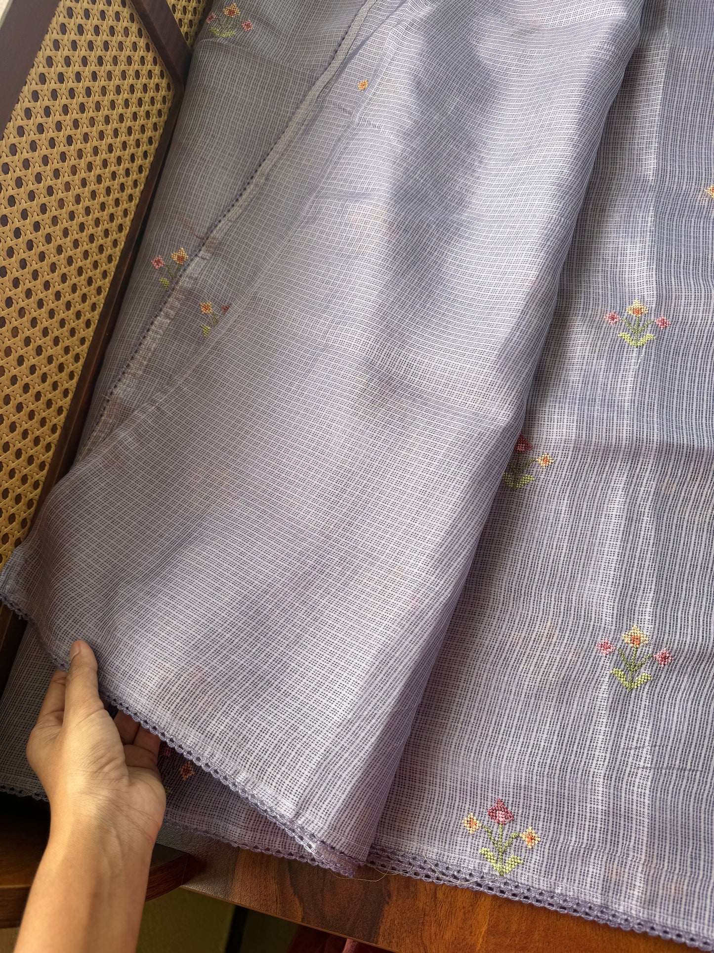 Embroidered Soft Kota Saree - Lavender