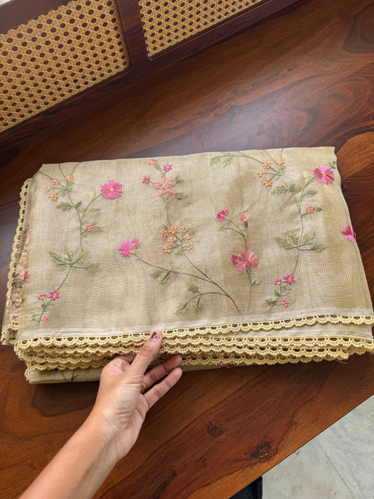 Floral Tissue Saree - Yellow