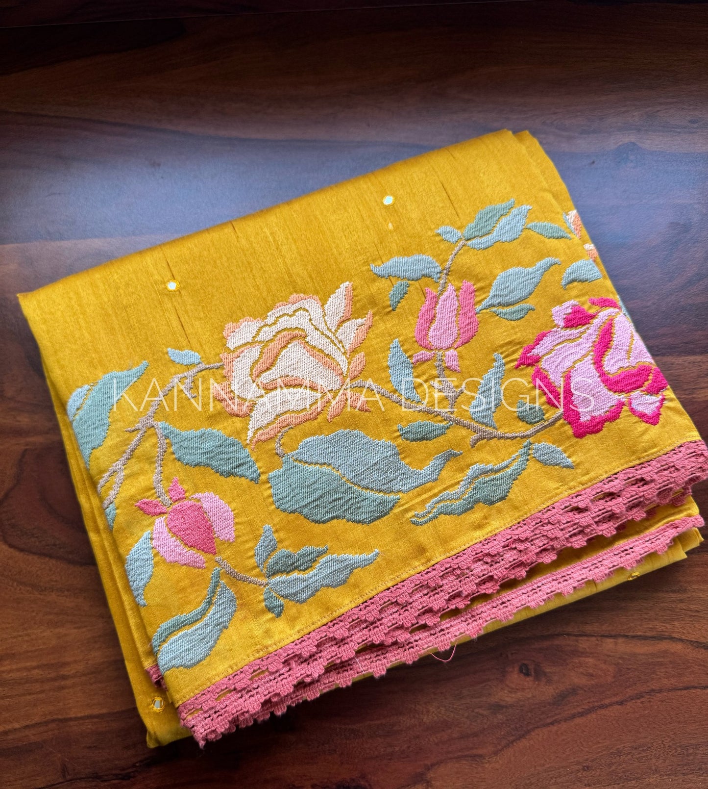 Tussar Edit : Mirror & Lace - Yellow