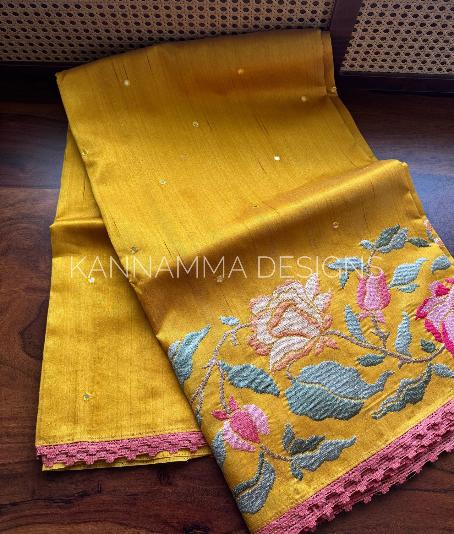 Tussar Edit : Mirror & Lace - Yellow