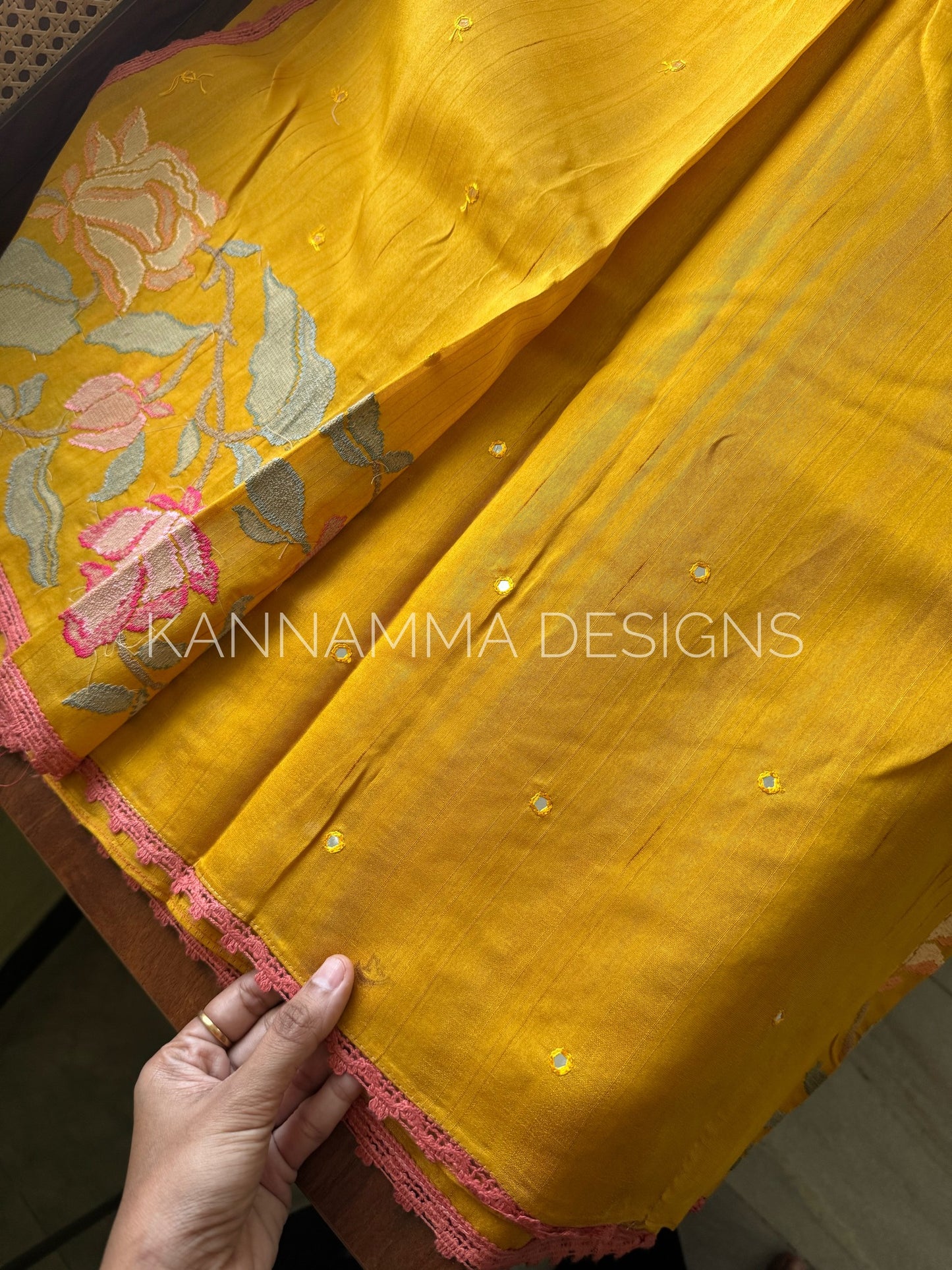 Tussar Edit : Mirror & Lace - Yellow