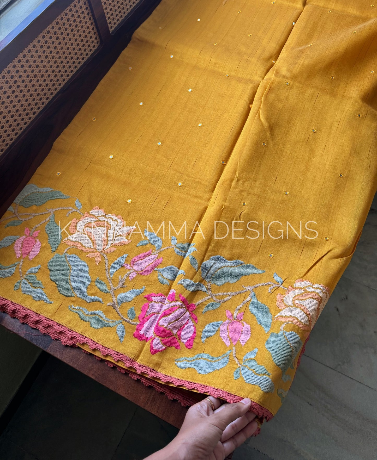 Tussar Edit : Mirror & Lace - Yellow