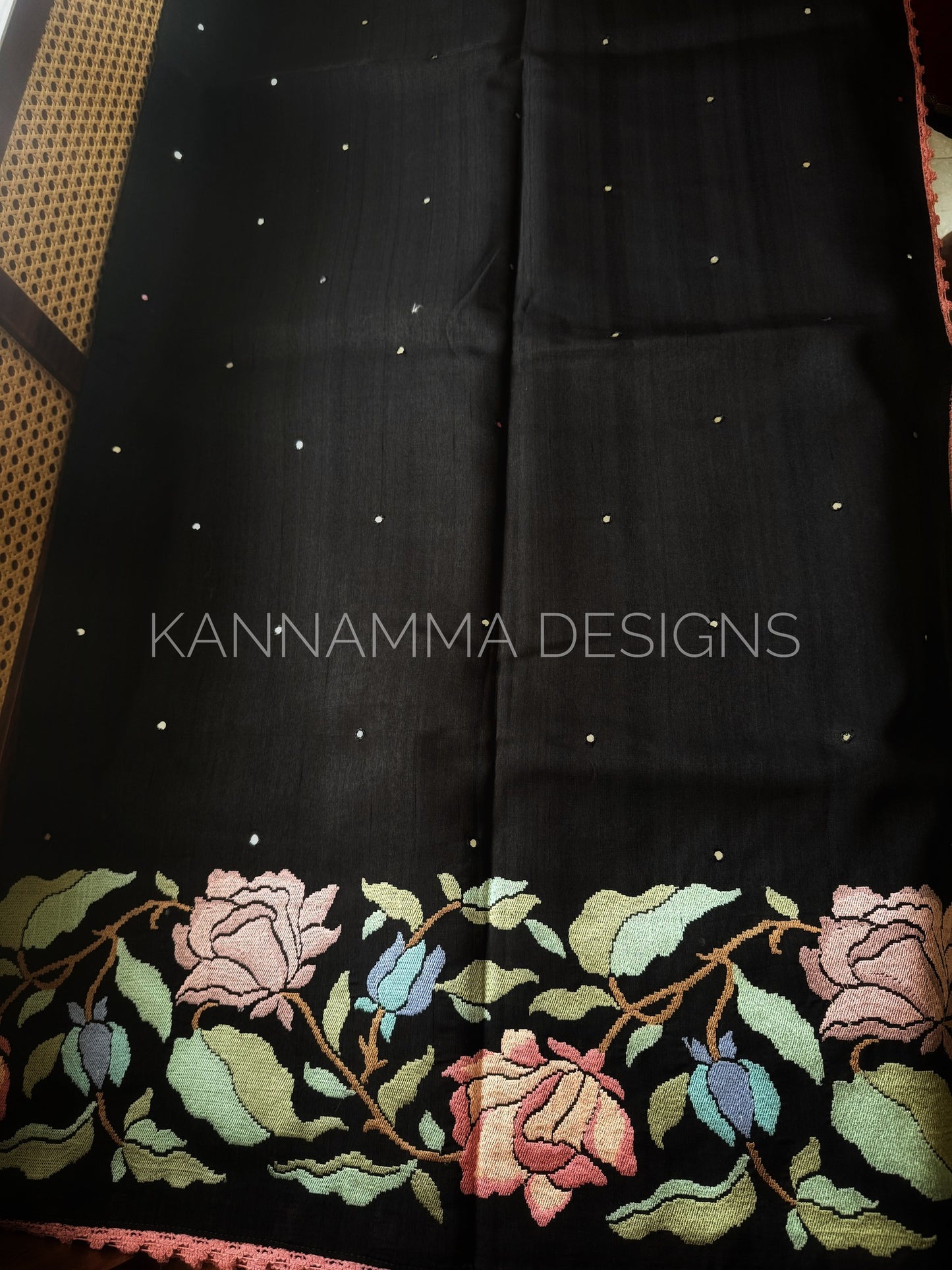Tussar Edit : Mirror & Lace - Black