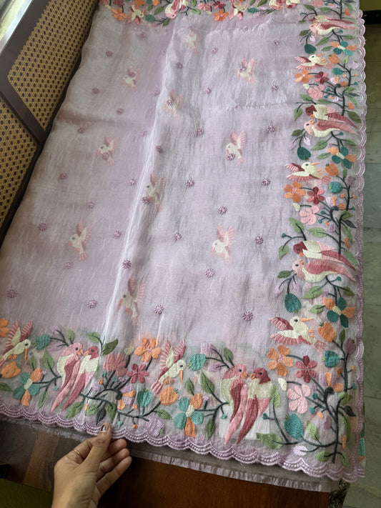 Tissue Organza Saree - Lavender