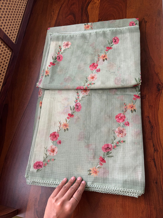 Soft Printed Kota Saree - Green