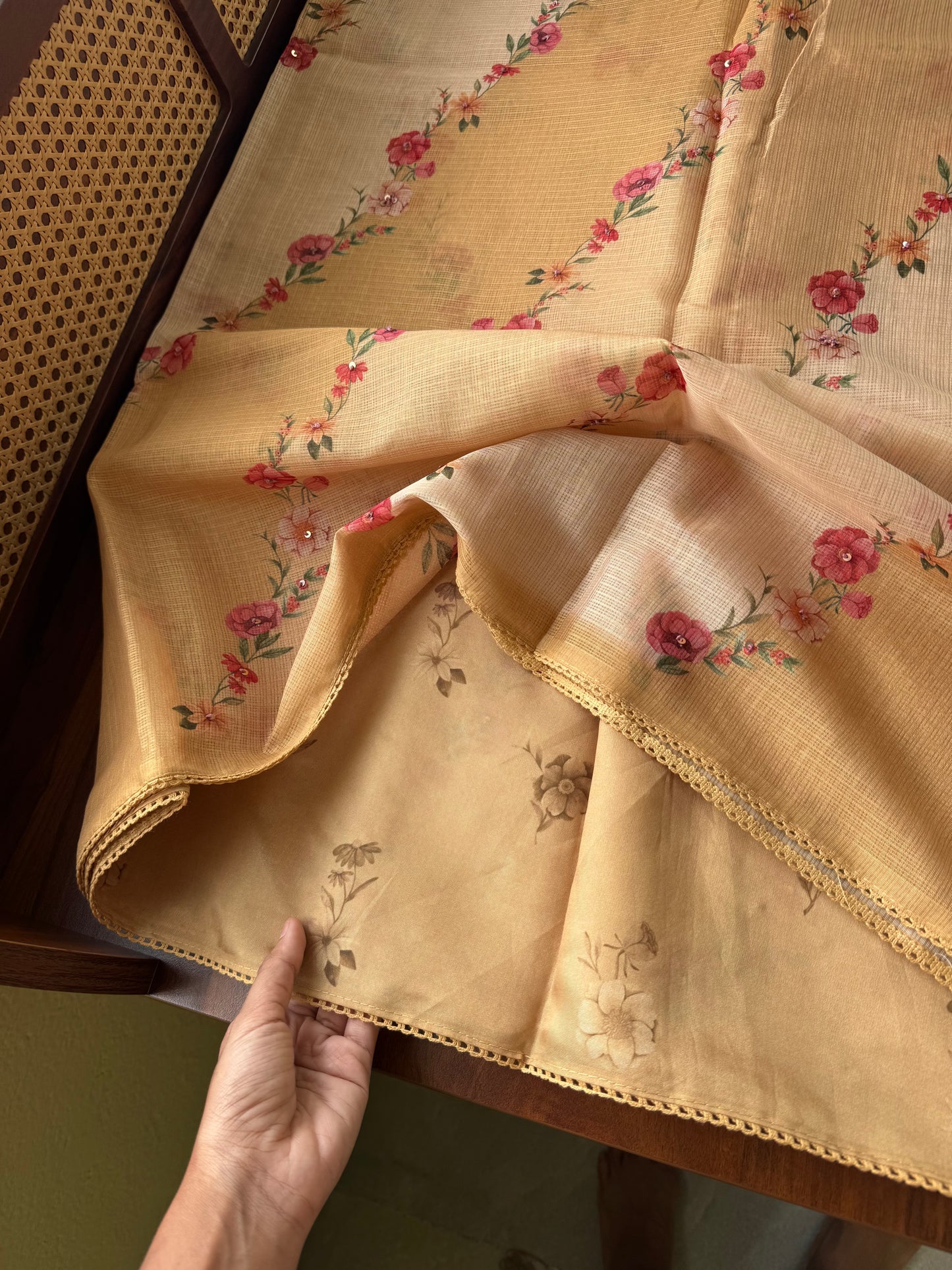 Soft Printed Kota Saree - Yellow