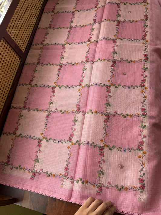 Soft Printed Kota Saree - Pink
