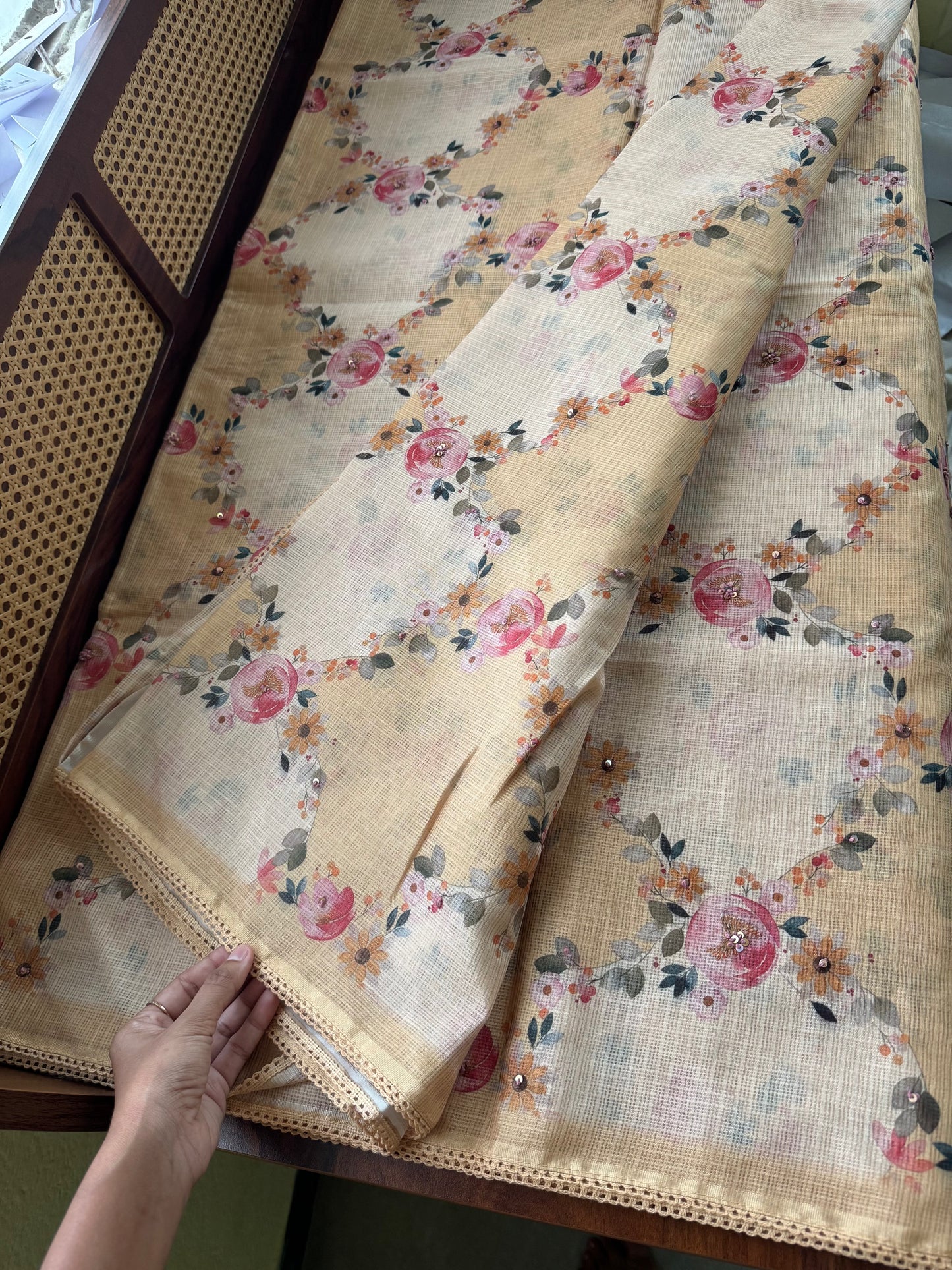 Soft Printed Kota Saree - Yellow