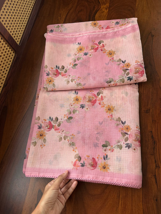Soft Printed Kota Saree - Pink