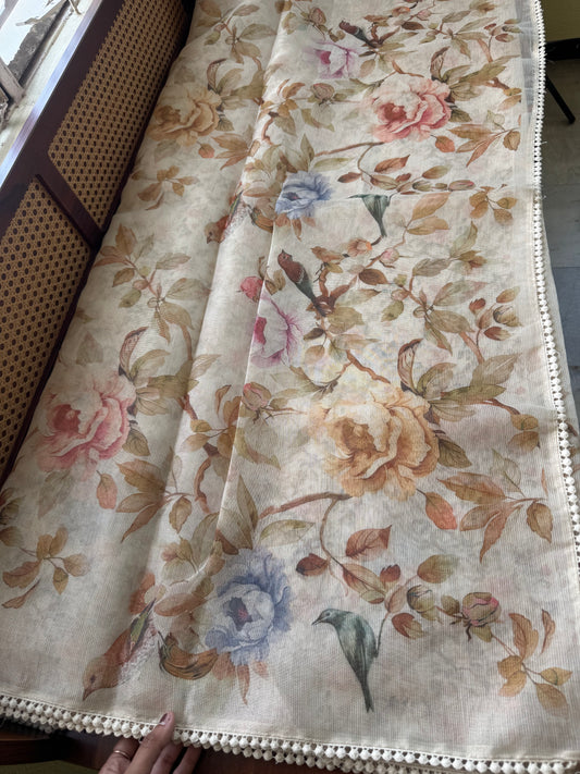 Soft Pure Kota Saree - Half White & Browns