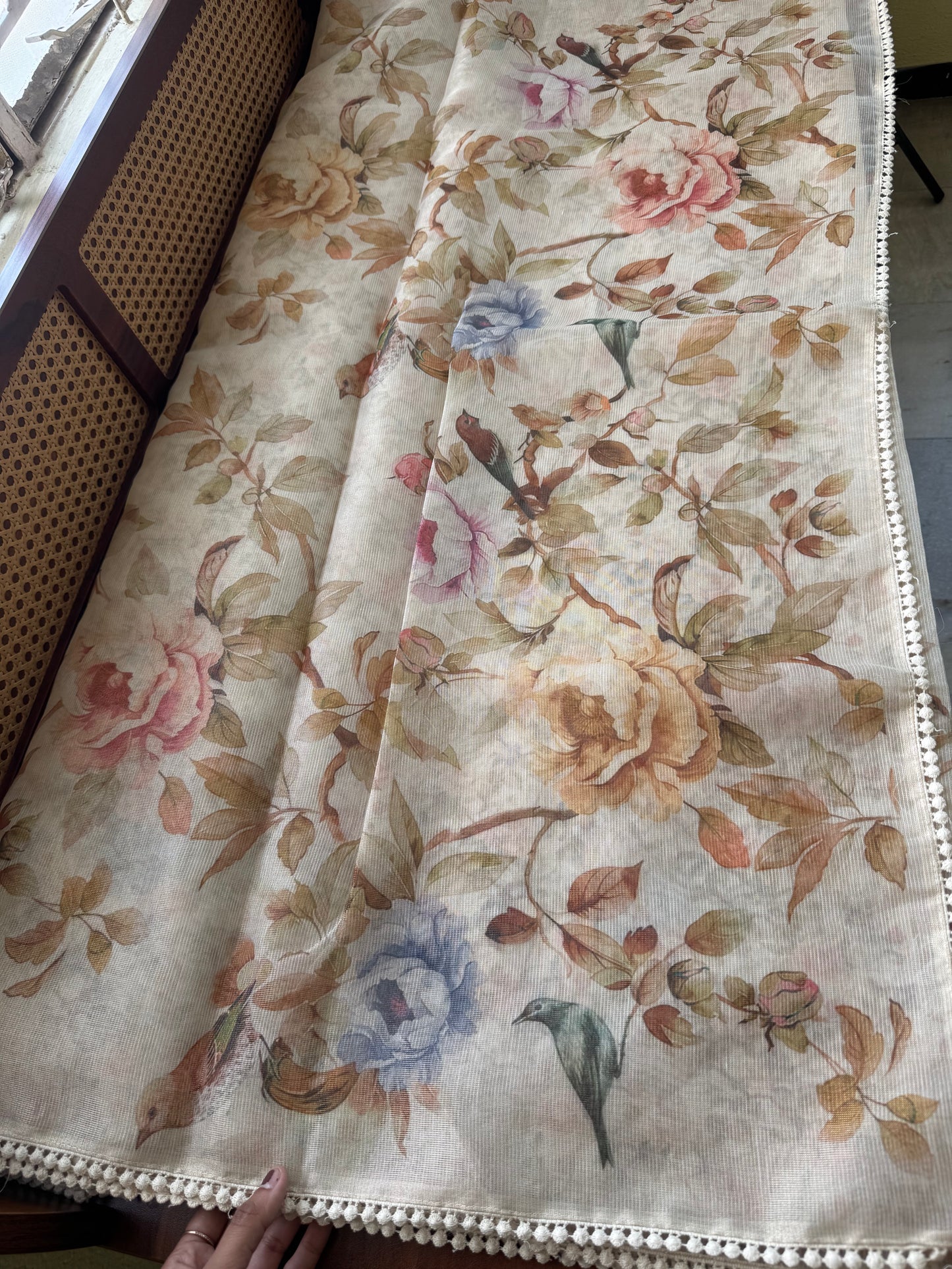 Soft Pure Kota Saree - Half White & Henna Green