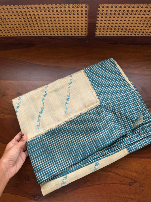 Tussar Blend - Beige & Blue