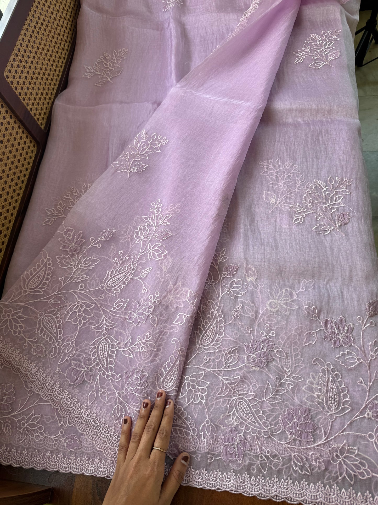 Delicate Tissue Organza Saree - Lavender