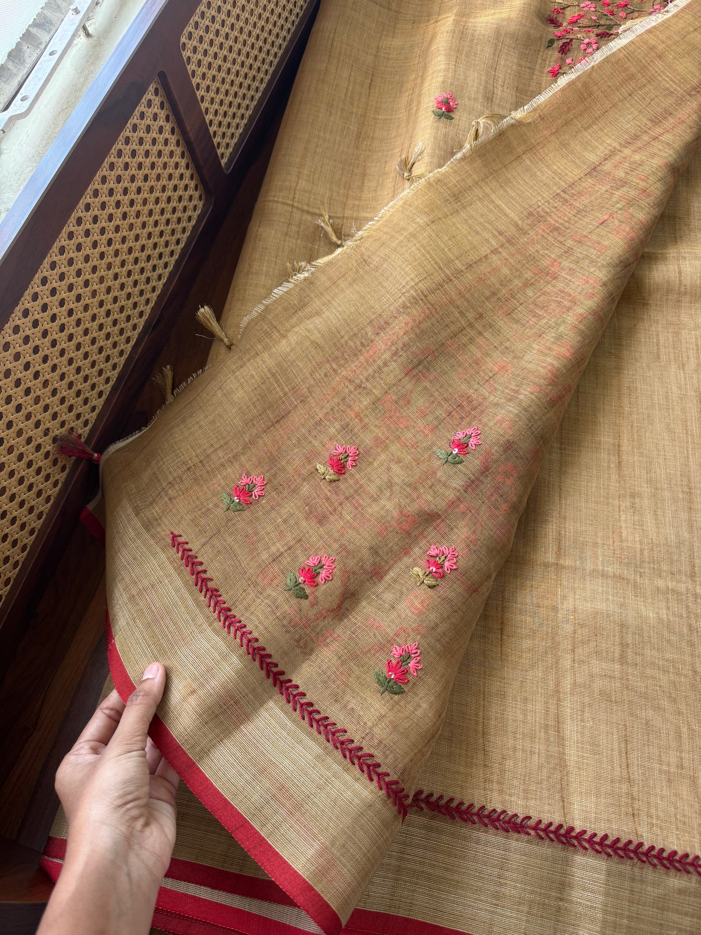 Premium Tissue Linen Sarees - Mustard Yellow