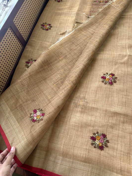 Premium Tissue Linen Sarees - Mustard Yellow