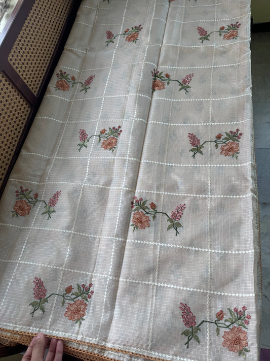 Soft Kota Saree - Halfwhite & Yellow