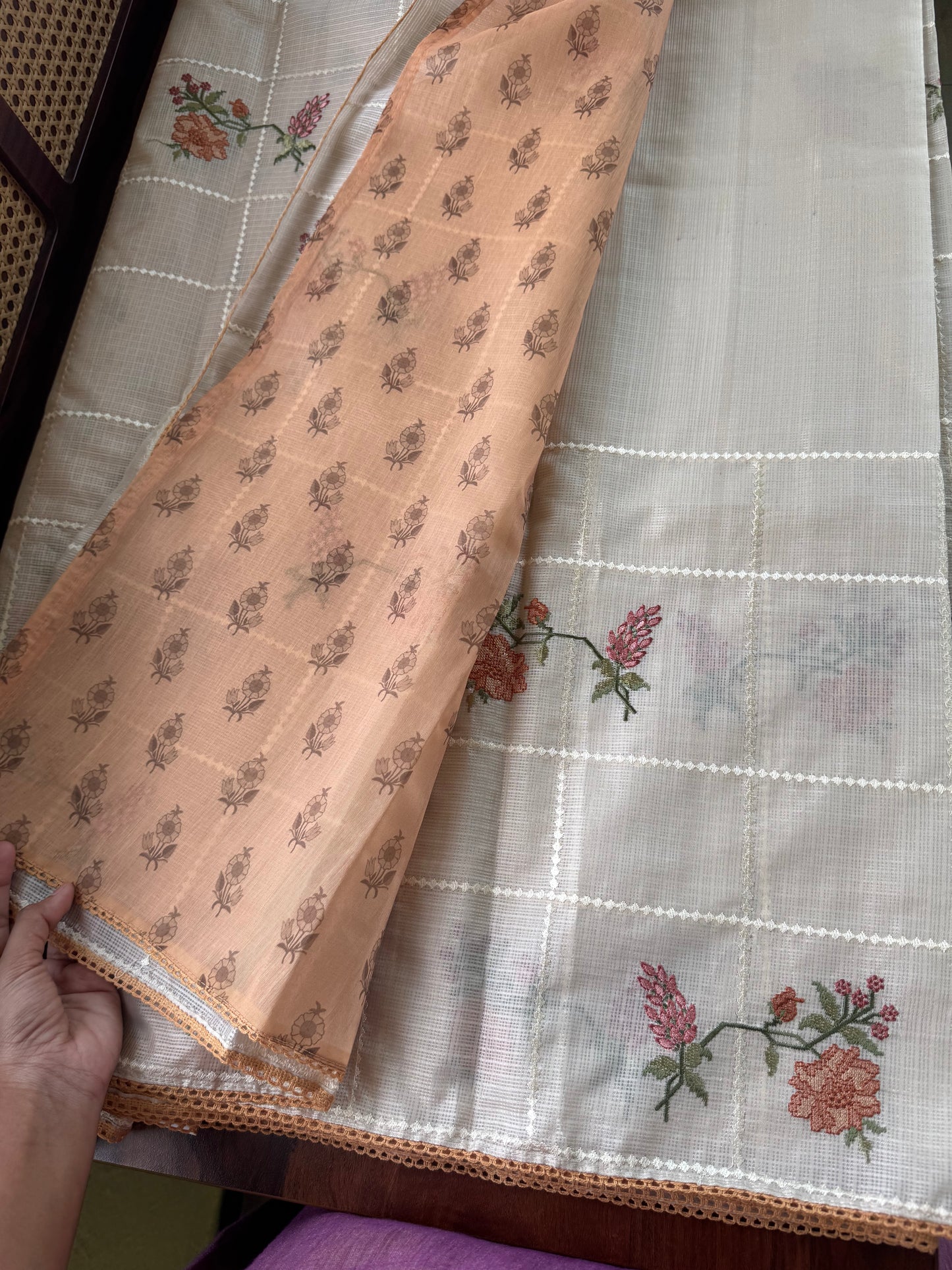 Soft Kota Saree - Halfwhite & Yellow