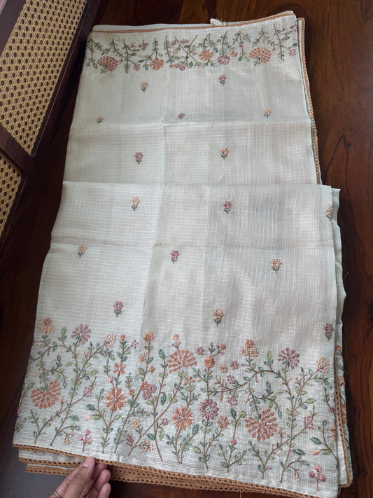 Soft Kota Saree - Halfwhite & Yellow