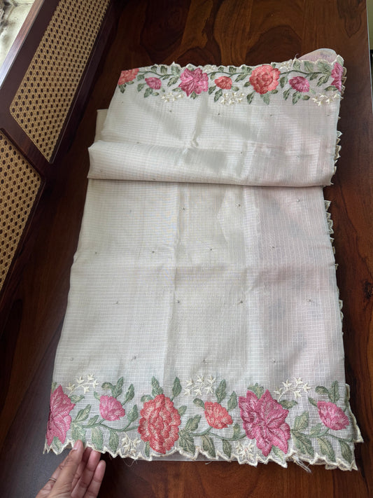 Soft Kota Saree - Halfwhite & Pink