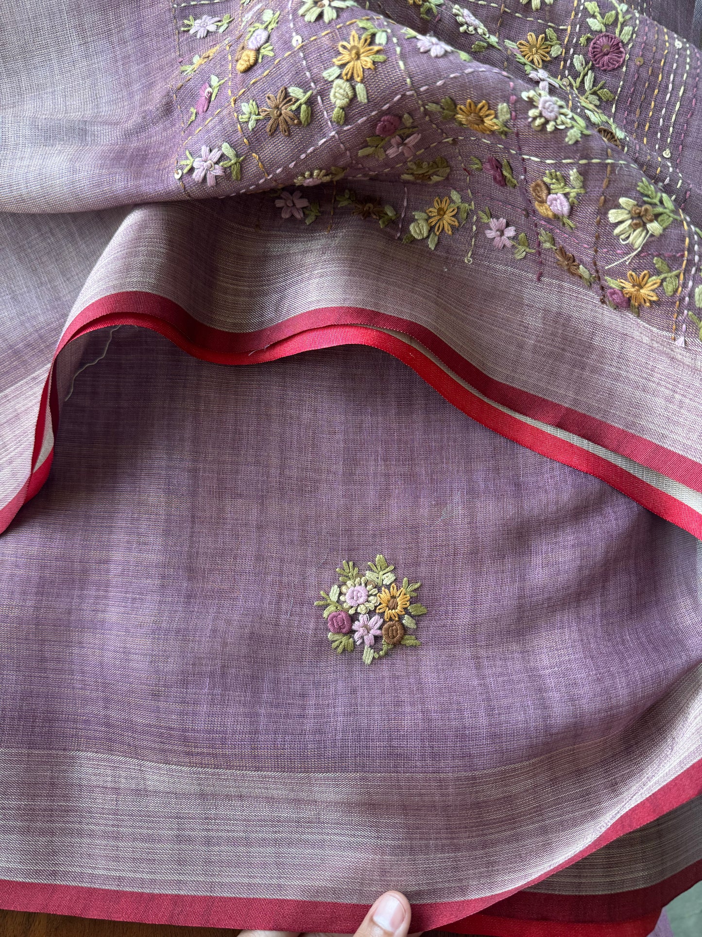 Premium Tissue Linen Sarees - Lavender