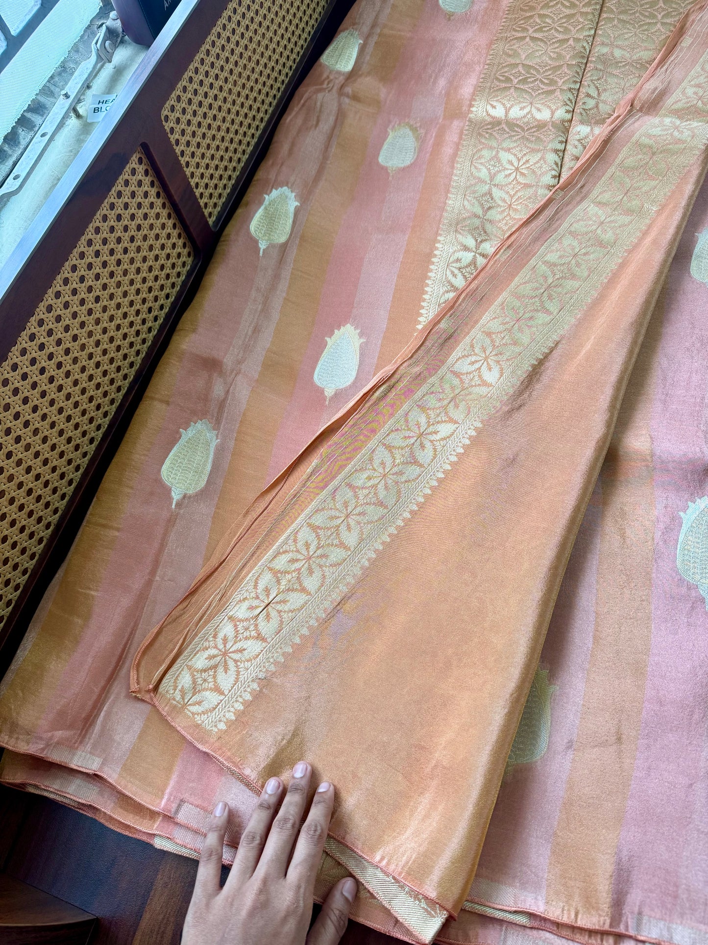 Luxe Pure Chinoon Saree - Orange