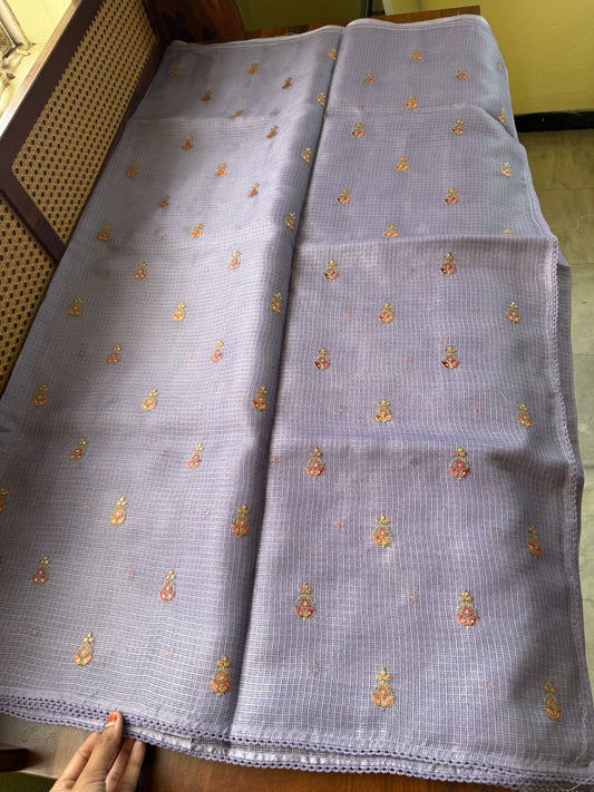Embroidered Silky Kota Saree - Lavender
