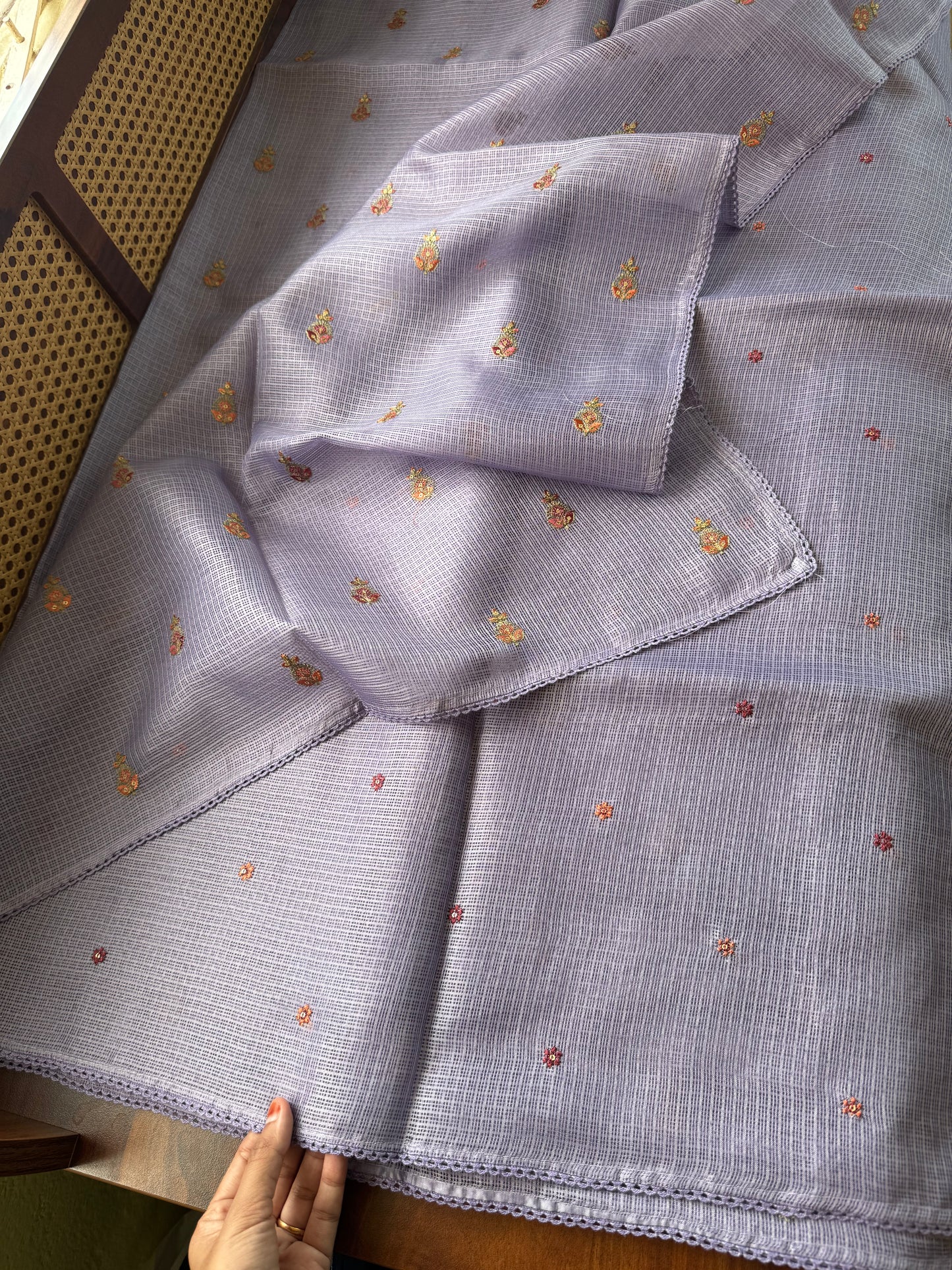 Embroidered Silky Kota Saree - Lavender