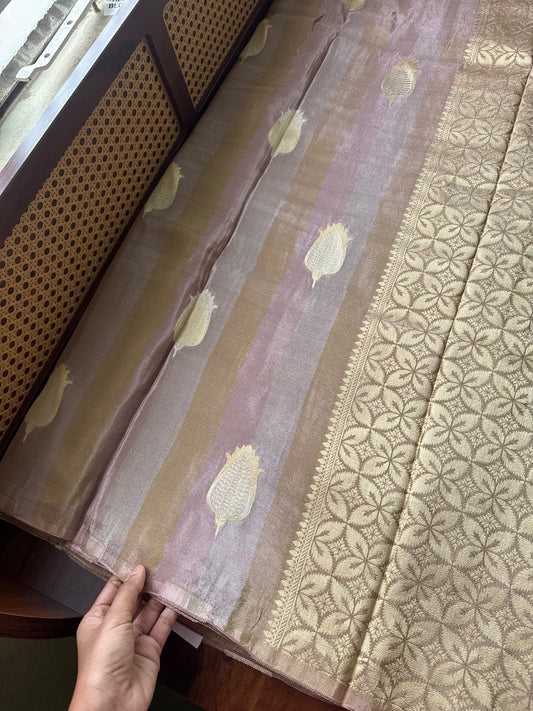 Luxe Pure Chinoon Saree - Mauve Violet