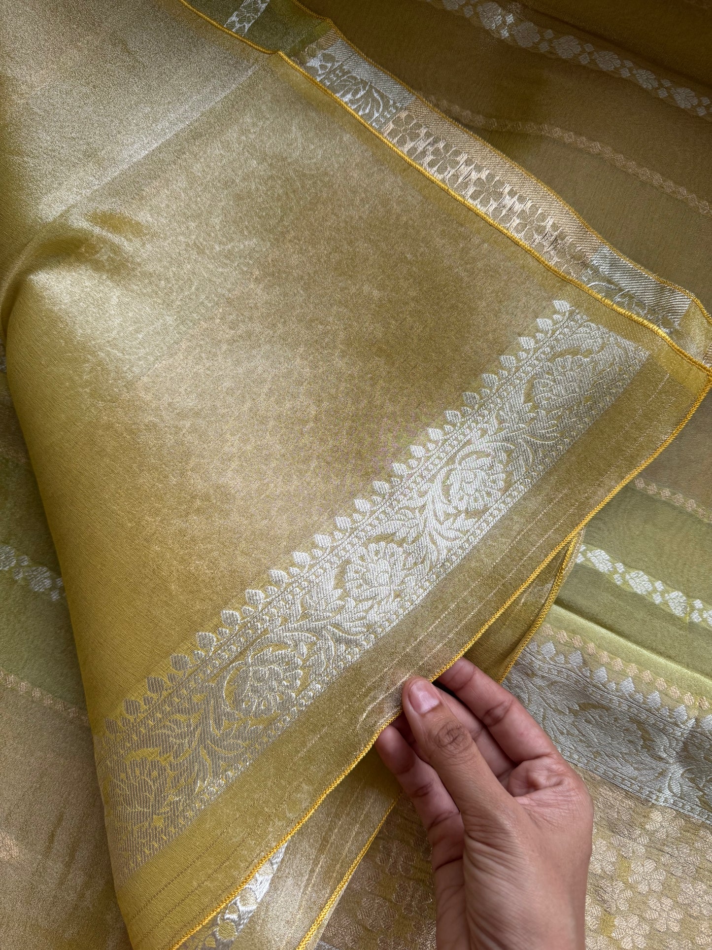 Luxe Kora Organza Saree - Yellow