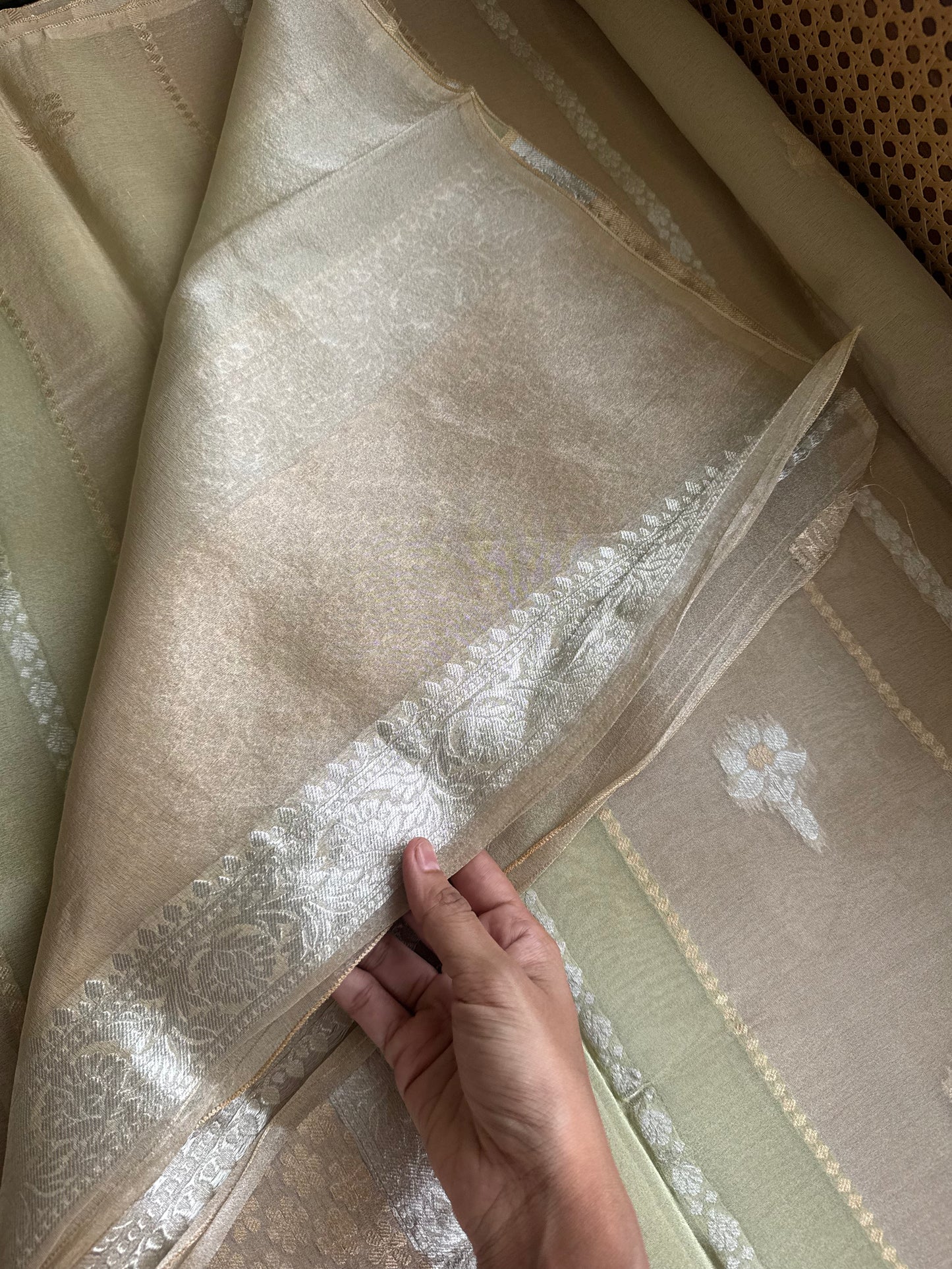 Luxe Kora Organza Saree - Beige
