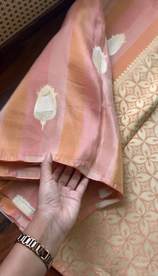 Luxe Pure Chinoon Saree - Orange