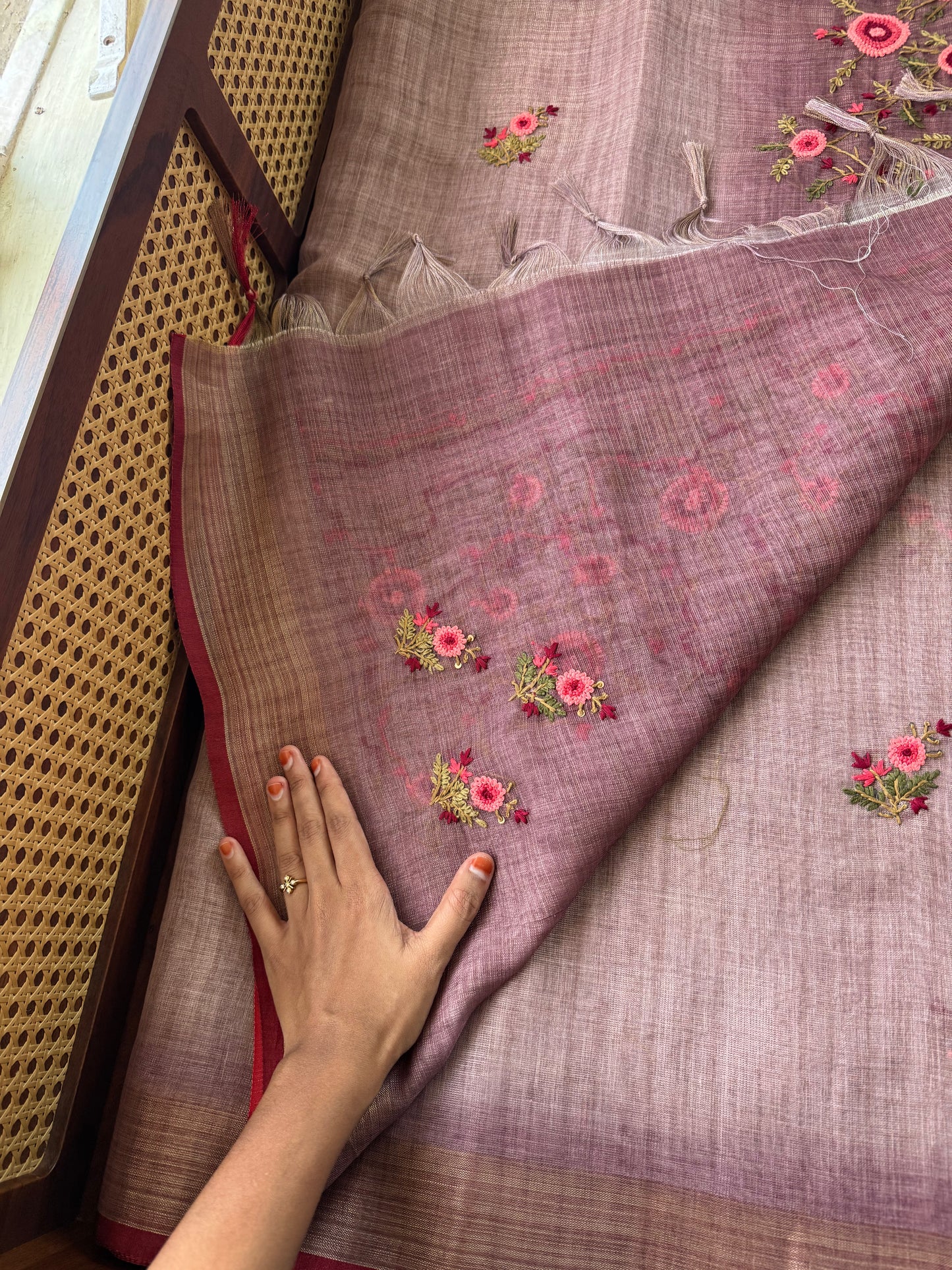 Premium Tissue Linen Sarees - Lavender