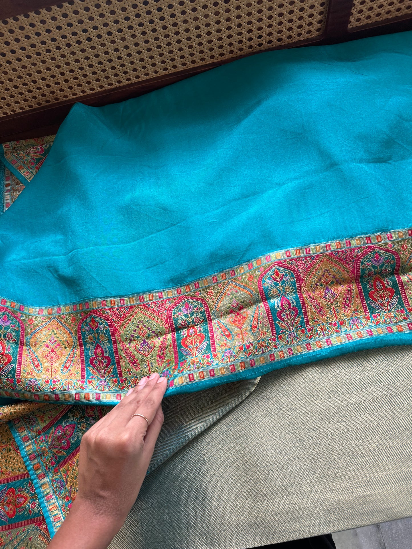 Luxe Pashmina Style Semi Silk Saree - Blue