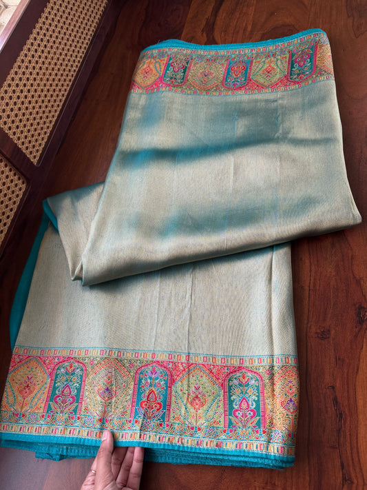 Luxe Pashmina Style Semi Silk Saree - Blue