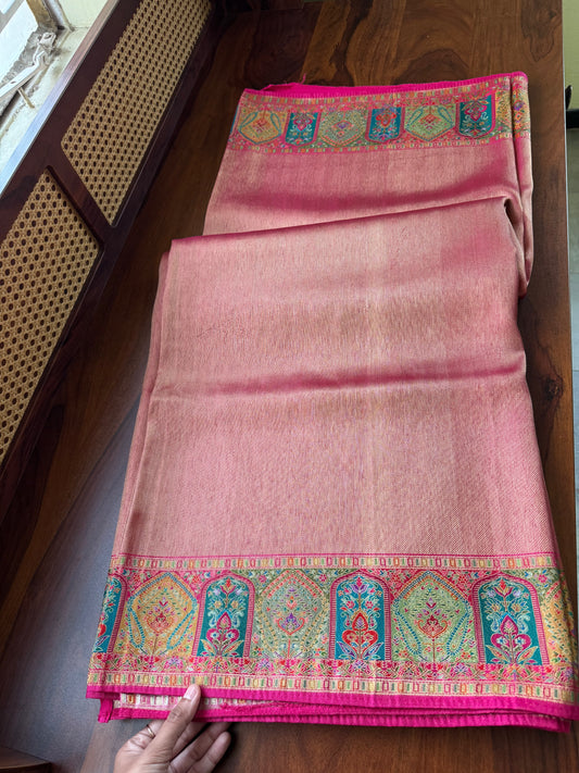 Luxe Pashmina Style Semi Silk Saree - Pink
