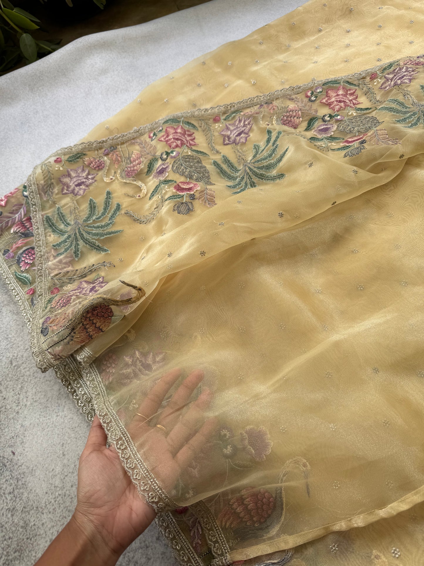 Luxe Tissue Organza Saree - Yellow