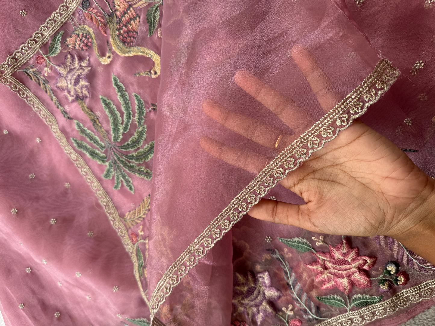 Luxe Tissue Organza Saree - Pink