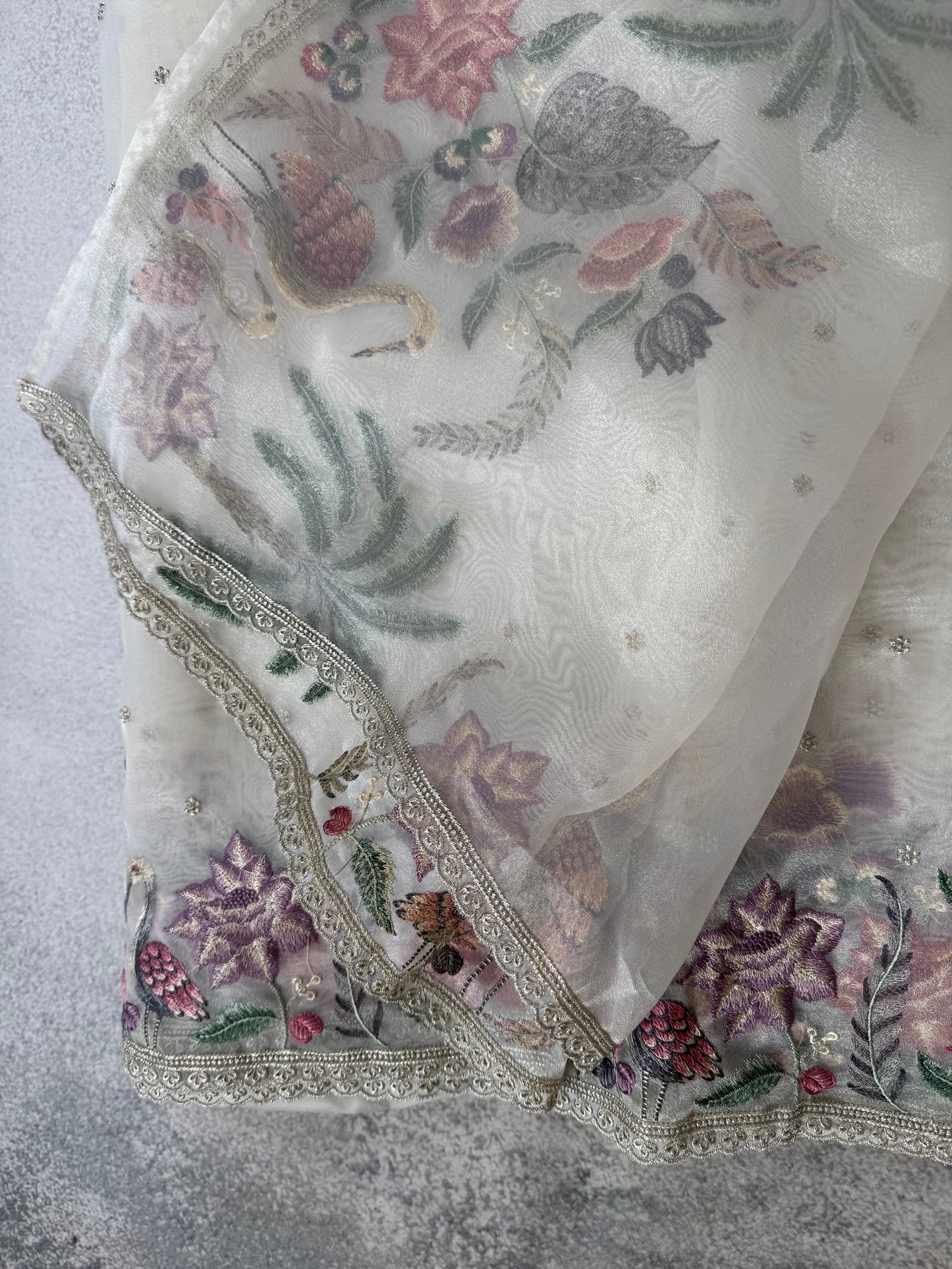 Luxe Tissue Organza Saree - White