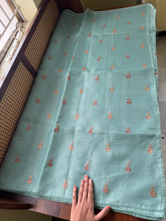 Embroidered Silky Kota Saree - Sea Green
