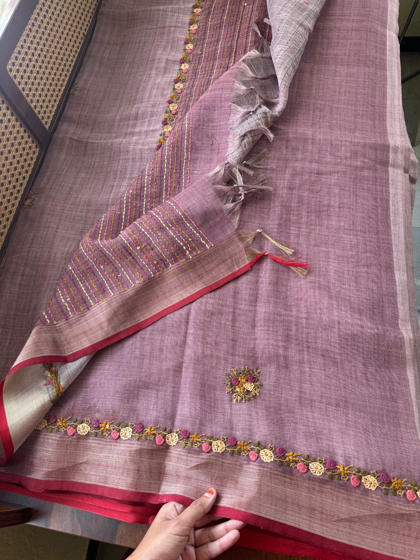 Premium Tissue Linen Sarees - Lavender