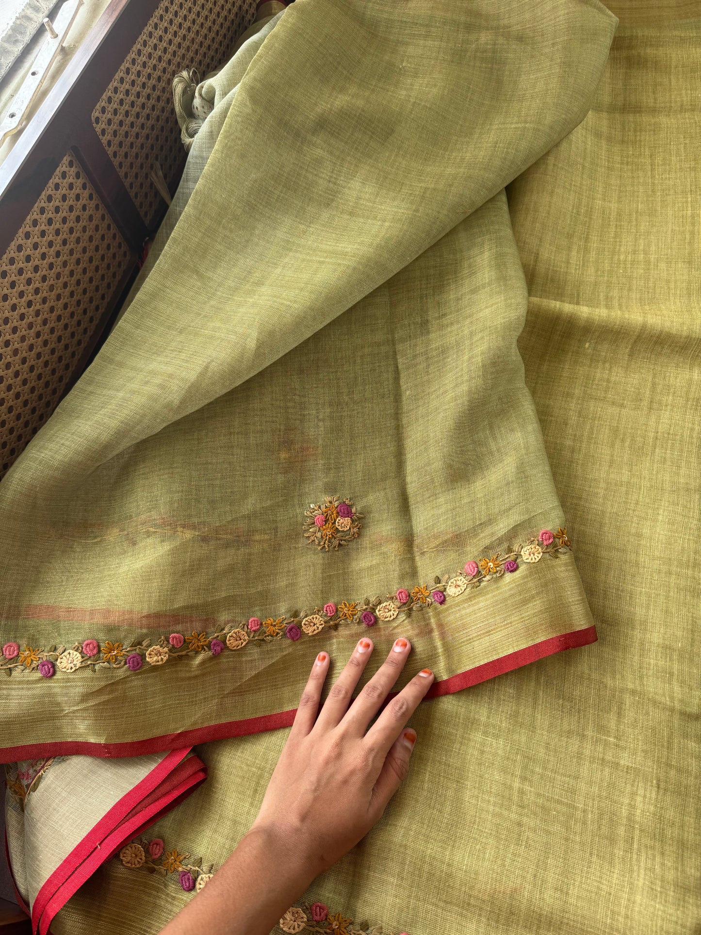 Premium Tissue Linen Sarees - Green